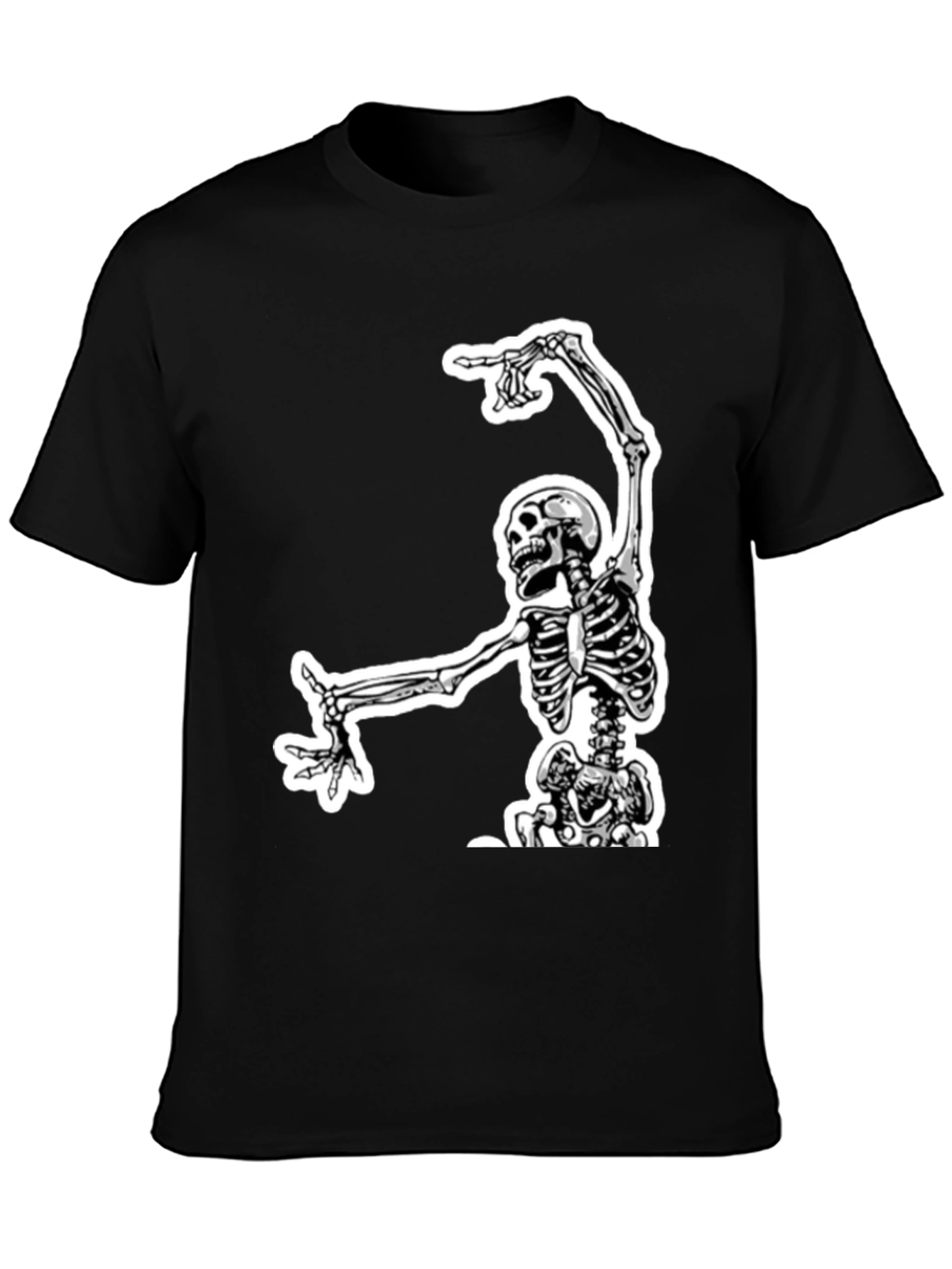 Black Skeleton Graphic Tee - Black Cotton view 3