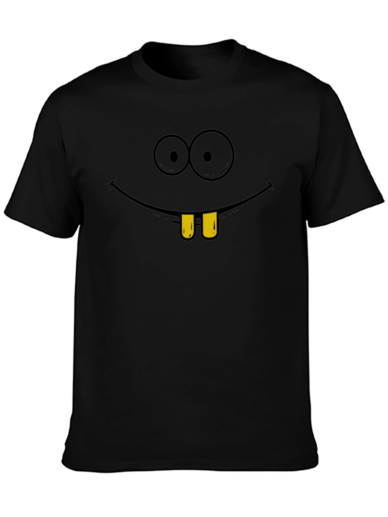 Black Funny Cartoon Face Graphic T-Shirt view 3