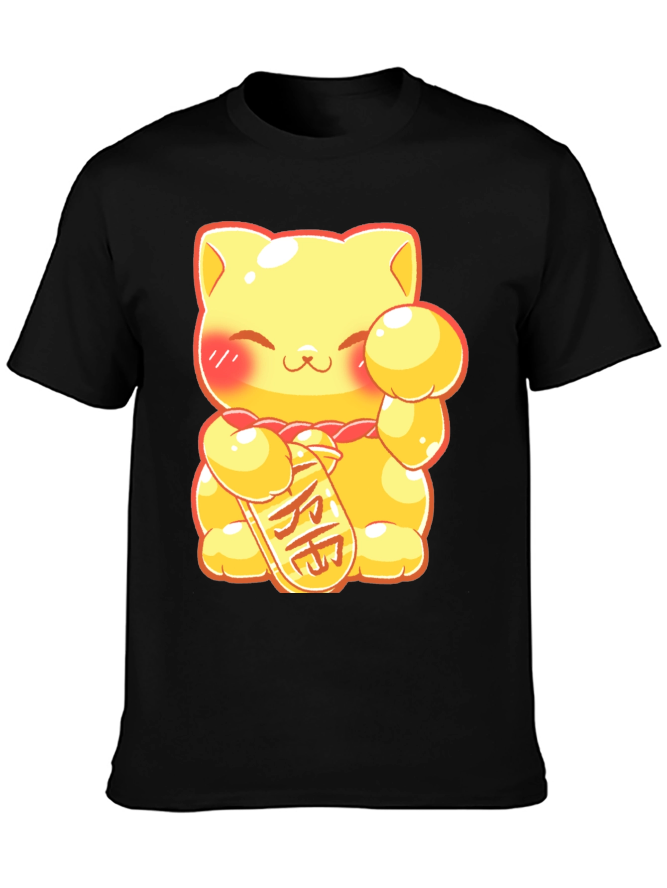 Black Lucky Cat Graphic Tee - Kawaii Style view 3