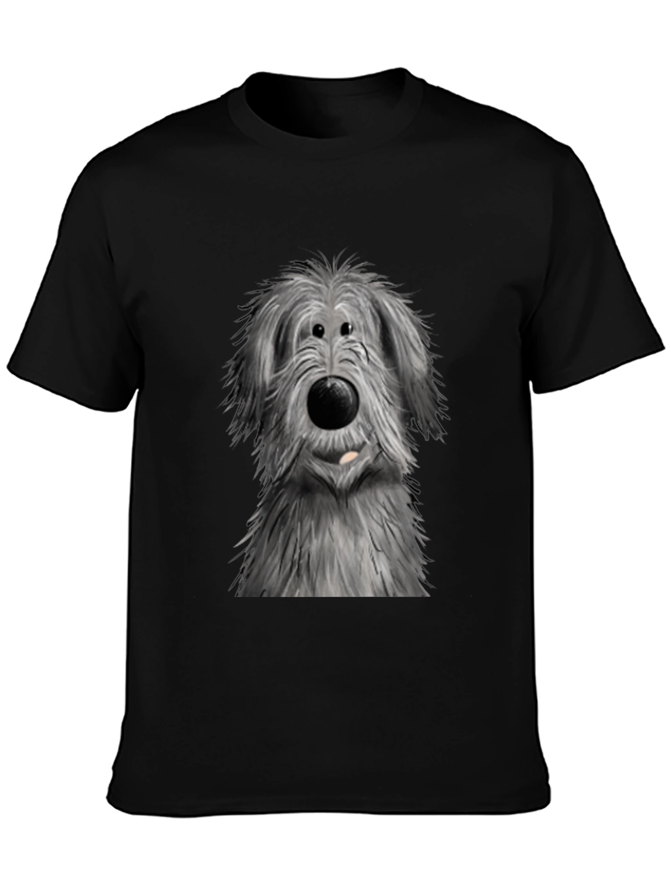 Black Cute Dog Graphic Print Black T-Shirt view 3
