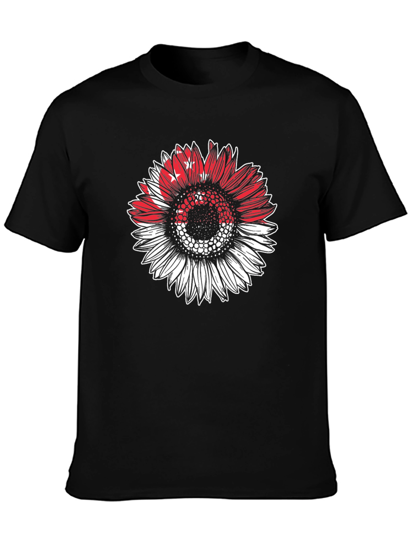 Black Sunflower Singapore Flag T-Shirt view 3