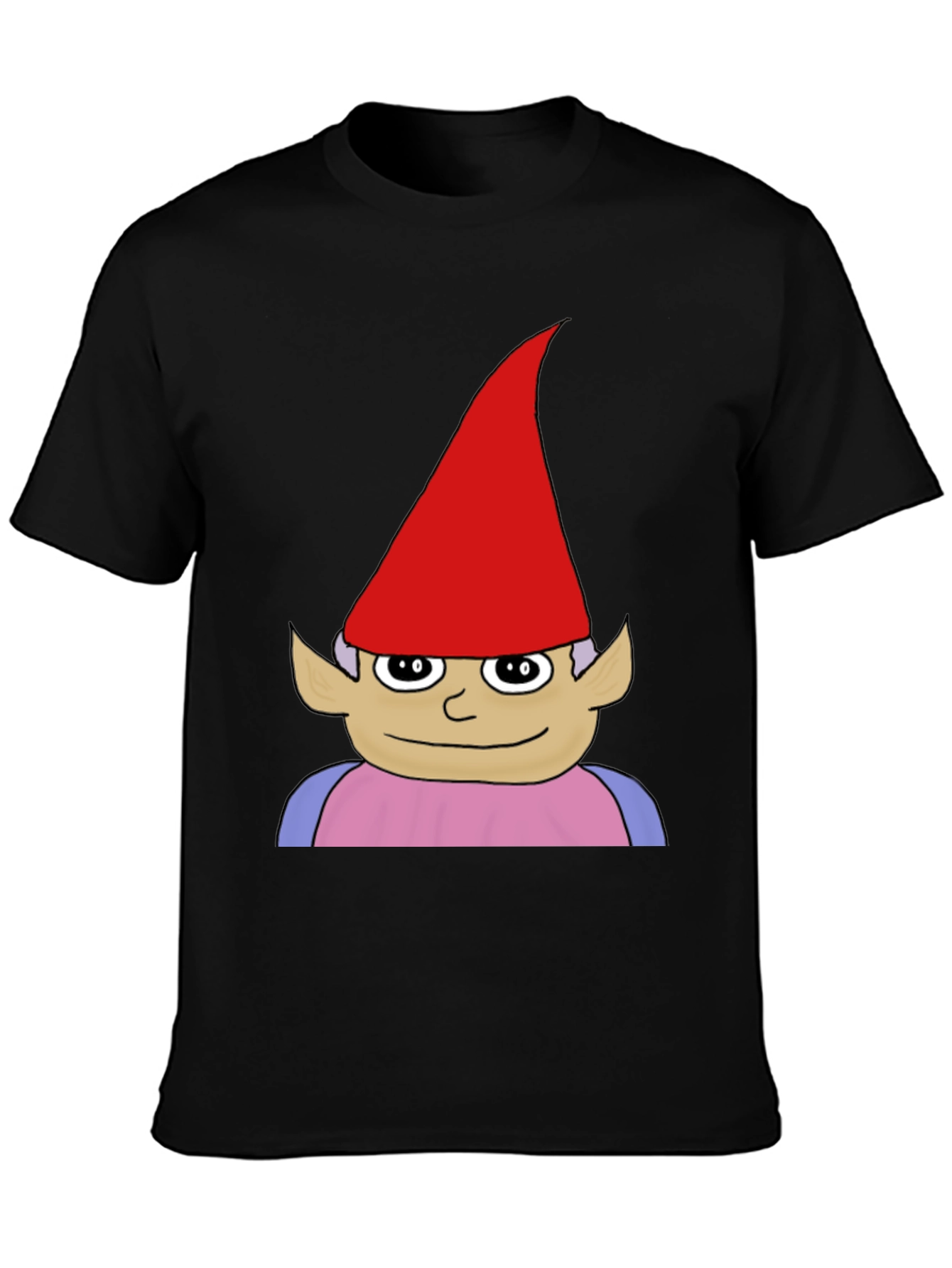Black Gnome Graphic Tee - Black Casual Cotton T-Shirt view 3