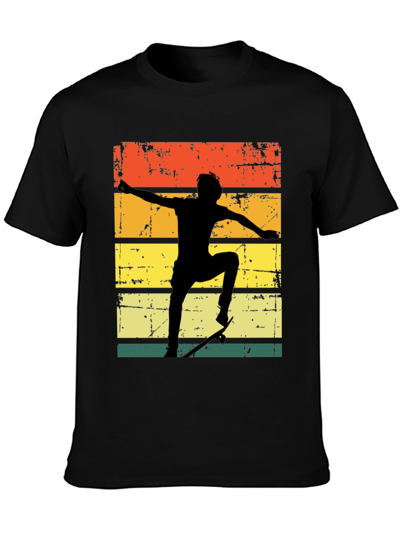 Black Retro Skateboarder Graphic T-Shirt view 3