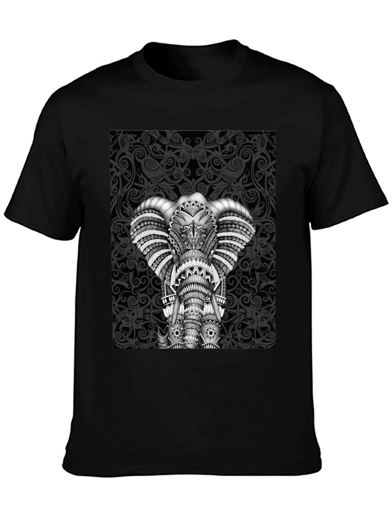 Black Elephant Graphic Tee - Black Crew Neck Shirt view 3