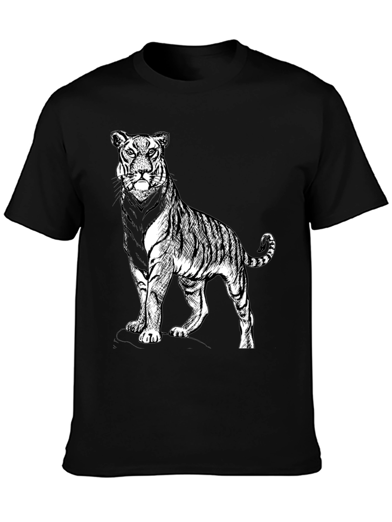 Black Bold Tiger Graphic Tee - Black Cotton Blend Shirt view 3