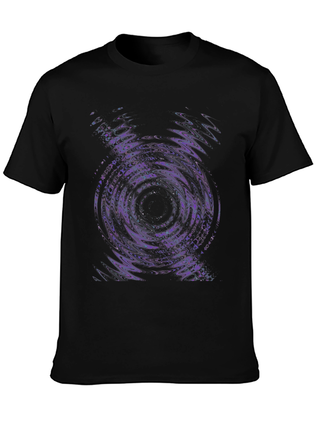 Black Abstract Vortex Graphic Tee - Black Cotton Blend view 3