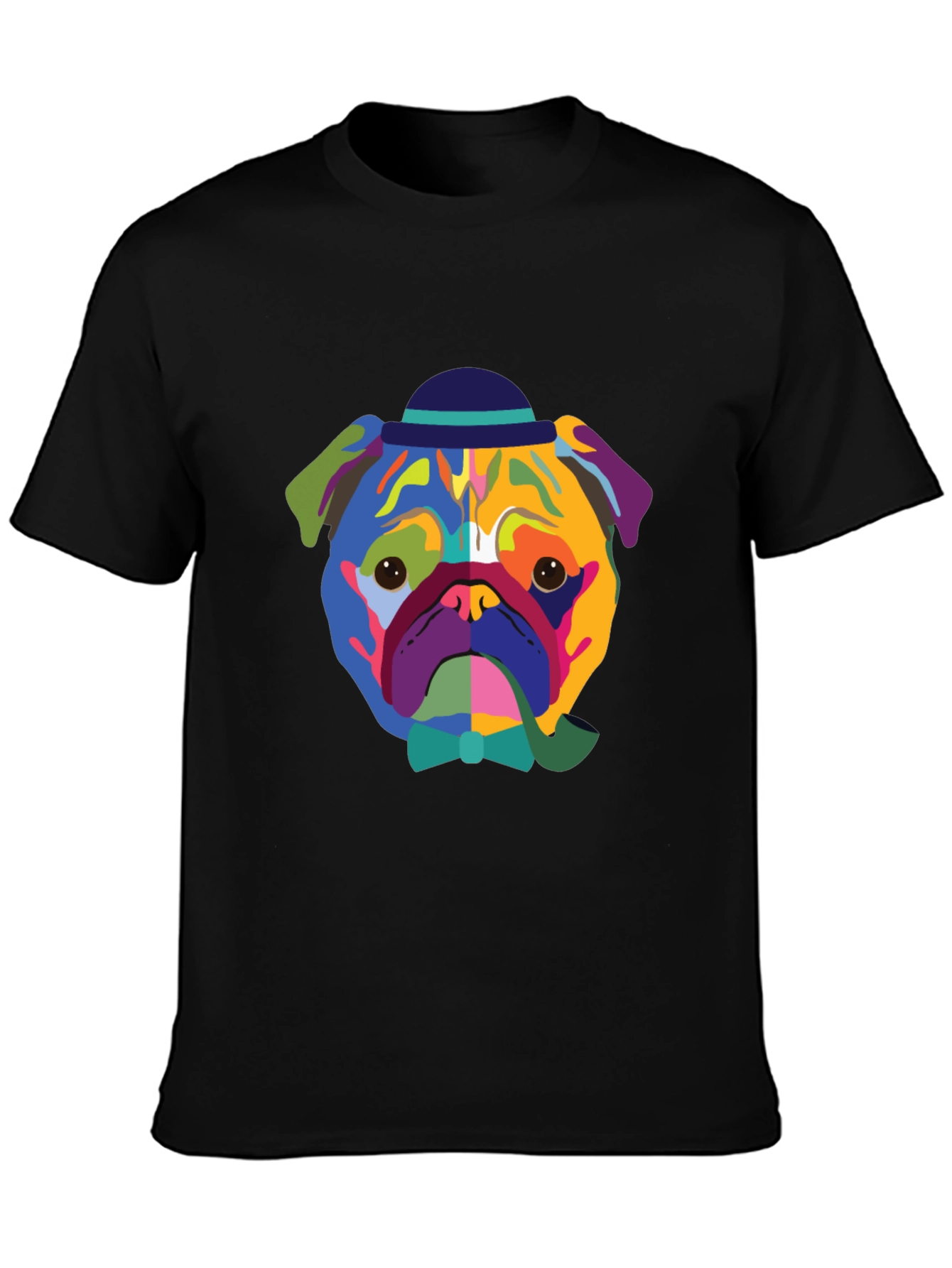 Black Colorful Dog Graphic Tee - Modern Art Style view 3