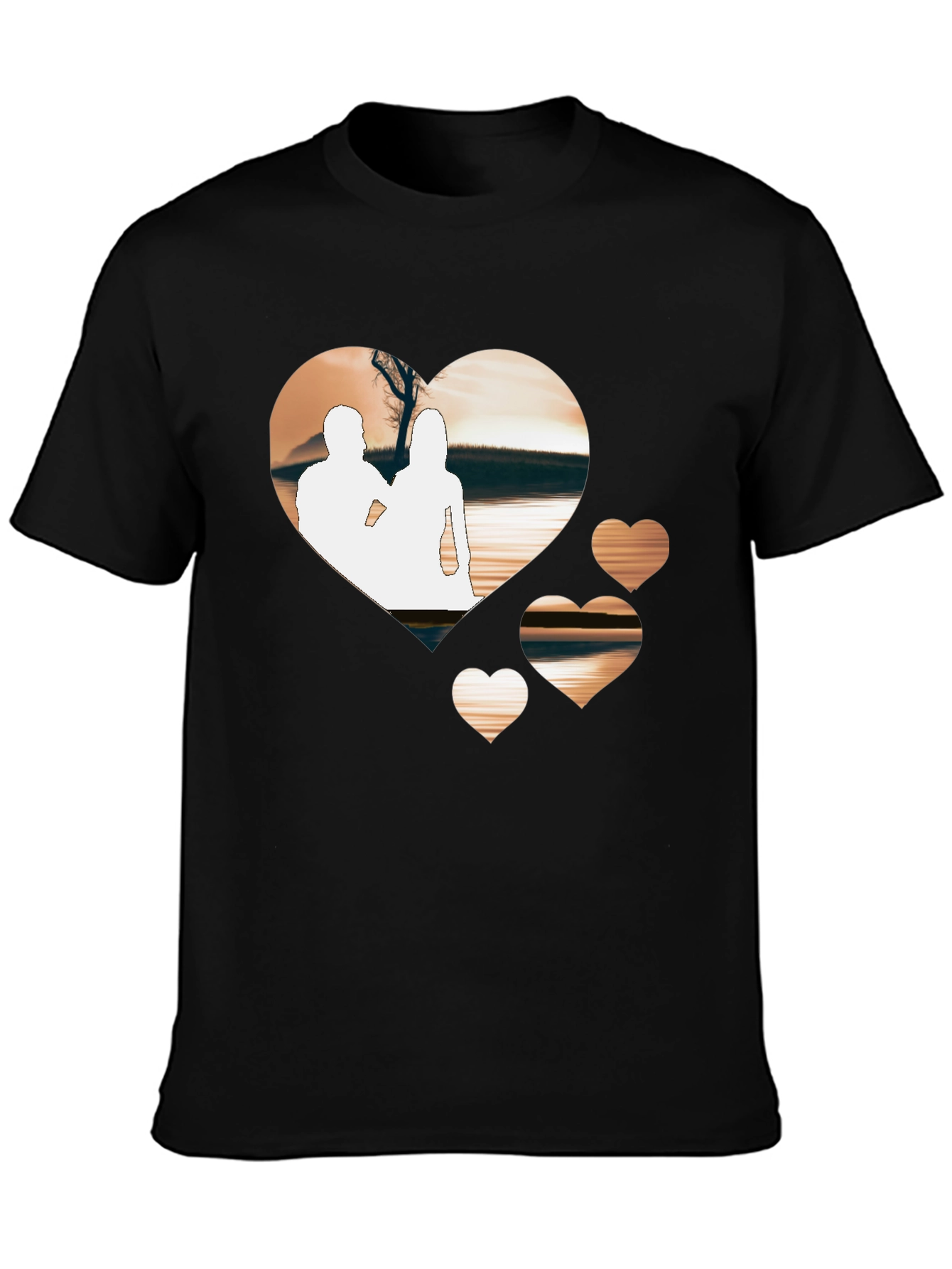 Black Romantic Hearts Graphic T-Shirt - Black view 3