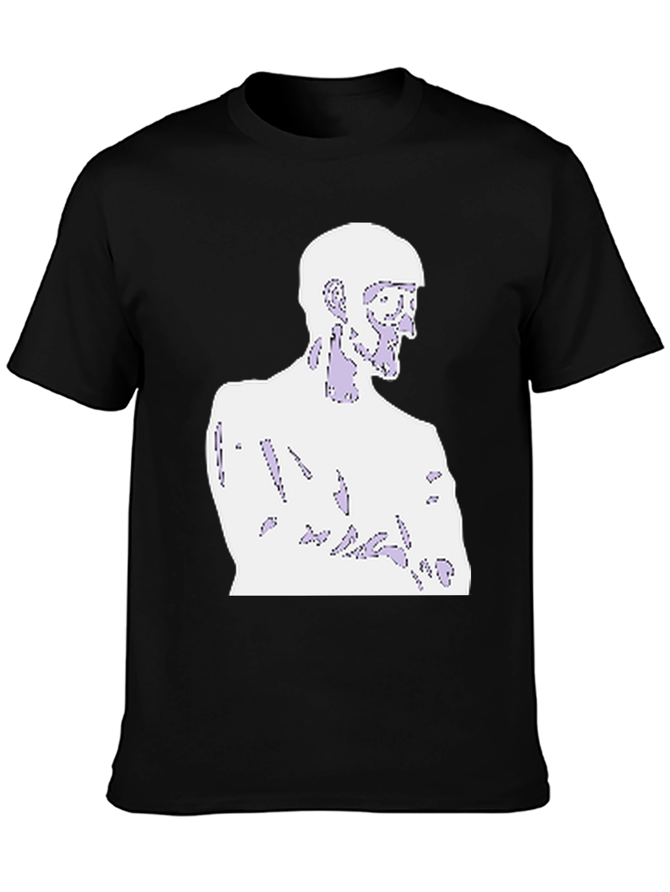 Black Abstract Figure Graphic Tee - Black Cotton Blend view 3