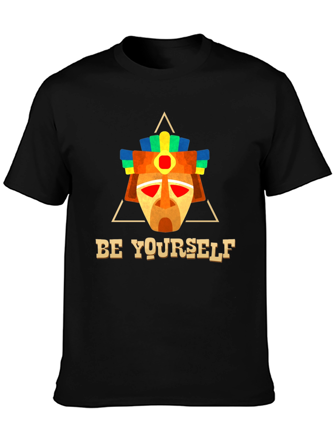 Black Be Yourself Aztec Mask T-Shirt view 3