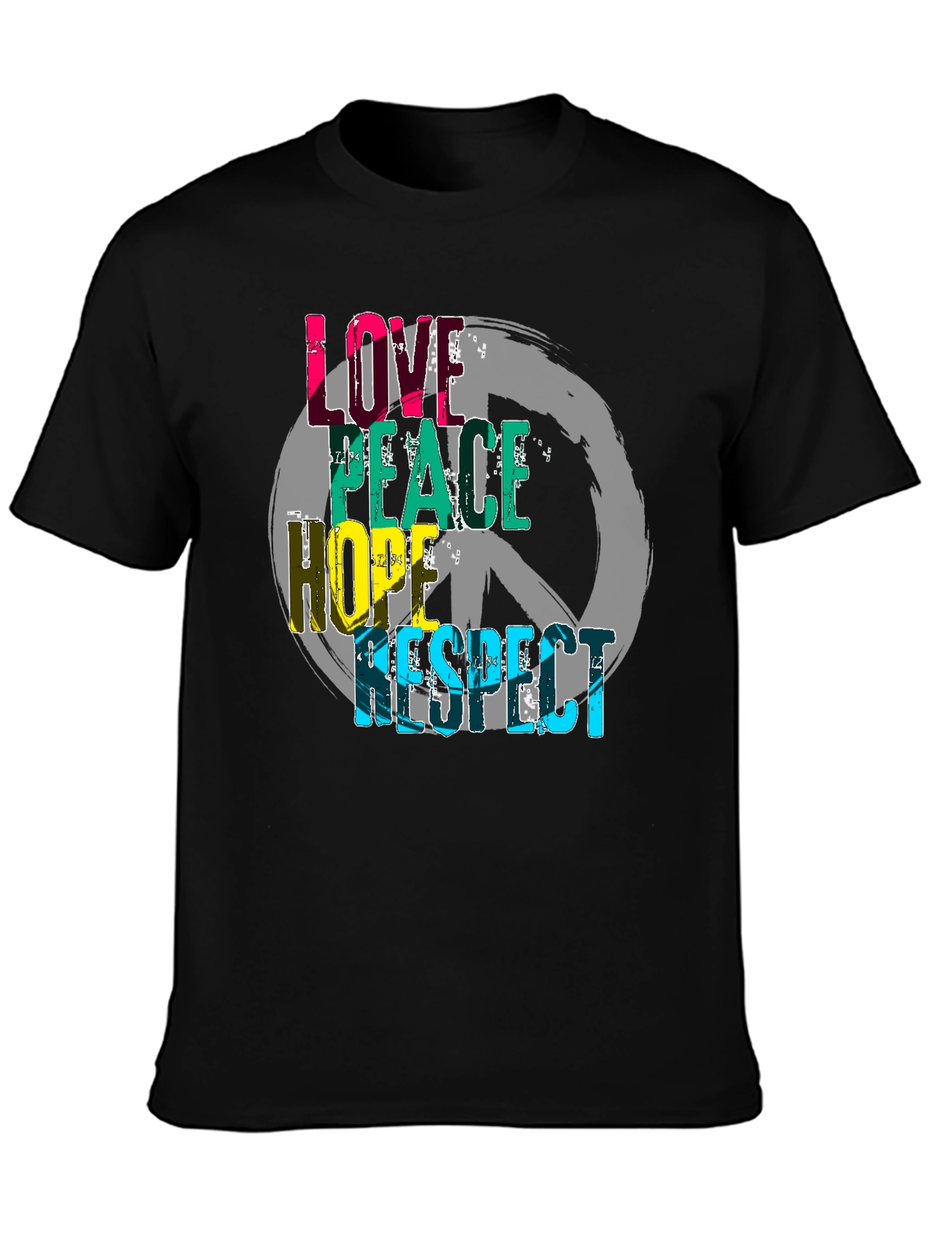 Black Love Peace Hope Respect Graphic T-Shirt view 3