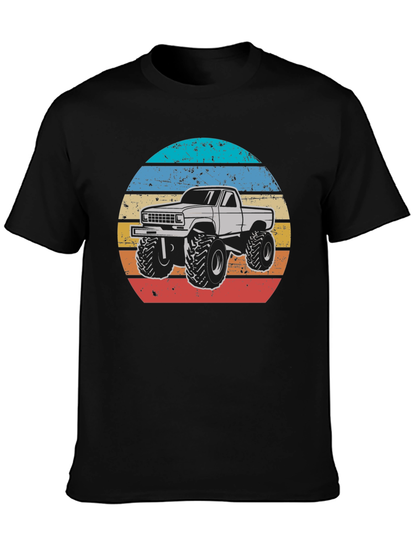 Black Retro Monster Truck T-Shirt view 3