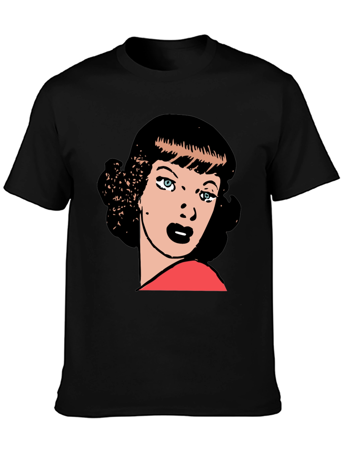 Black Retro Cartoon Woman Graphic T-Shirt view 3