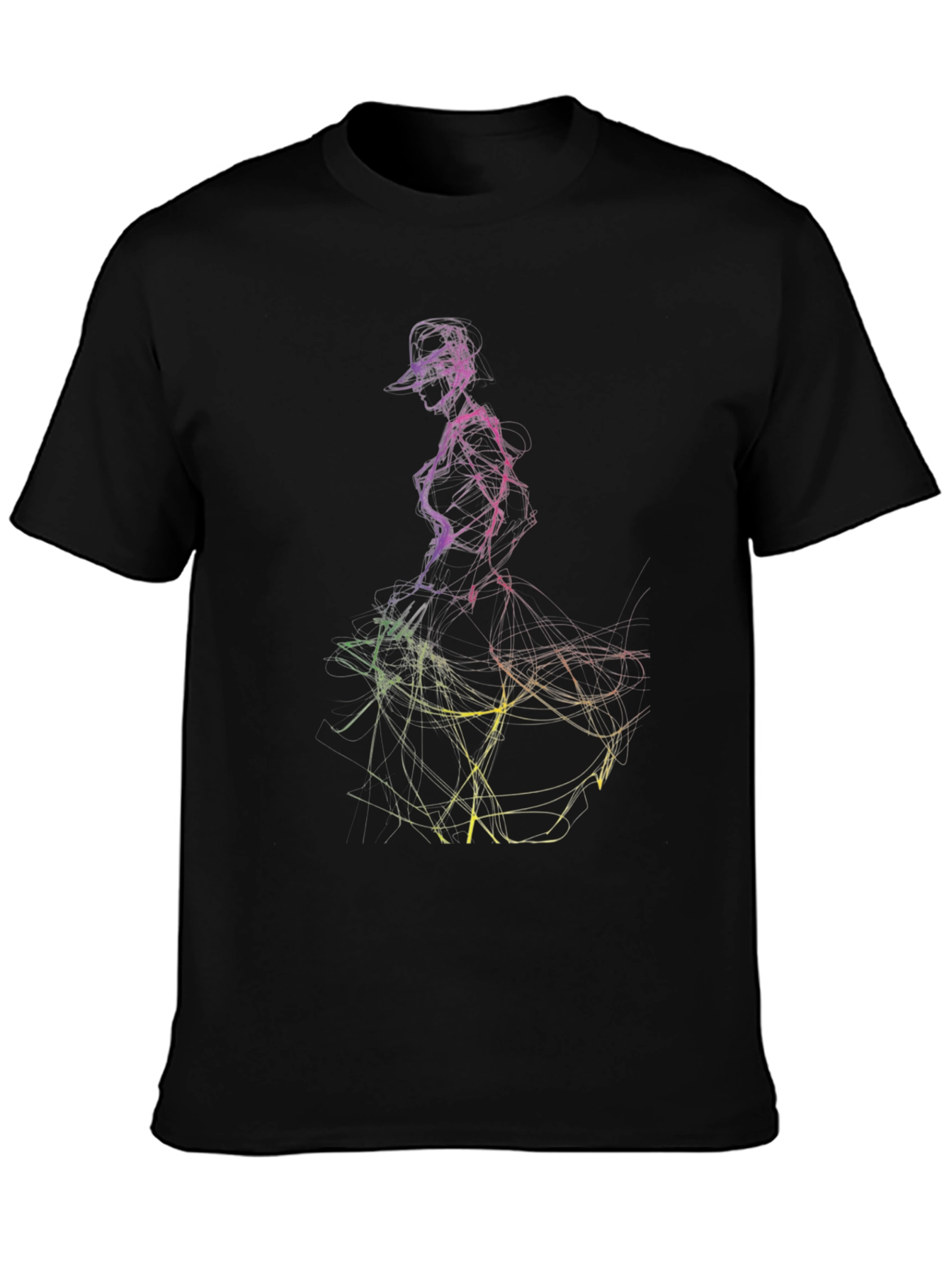 Black Abstract Dancer Graphic Tee - Men's Black T-Shirt view 3