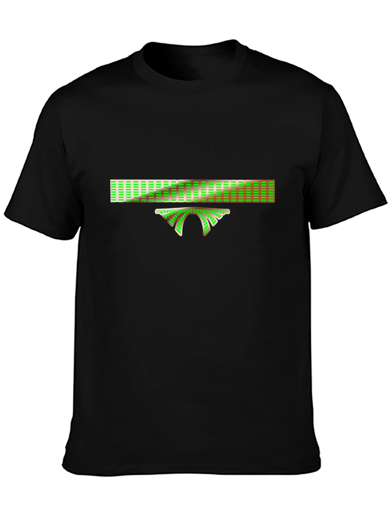 Black Retro Green Bridge Graphic Tee - Cool Design, Black T-Shirt view 3