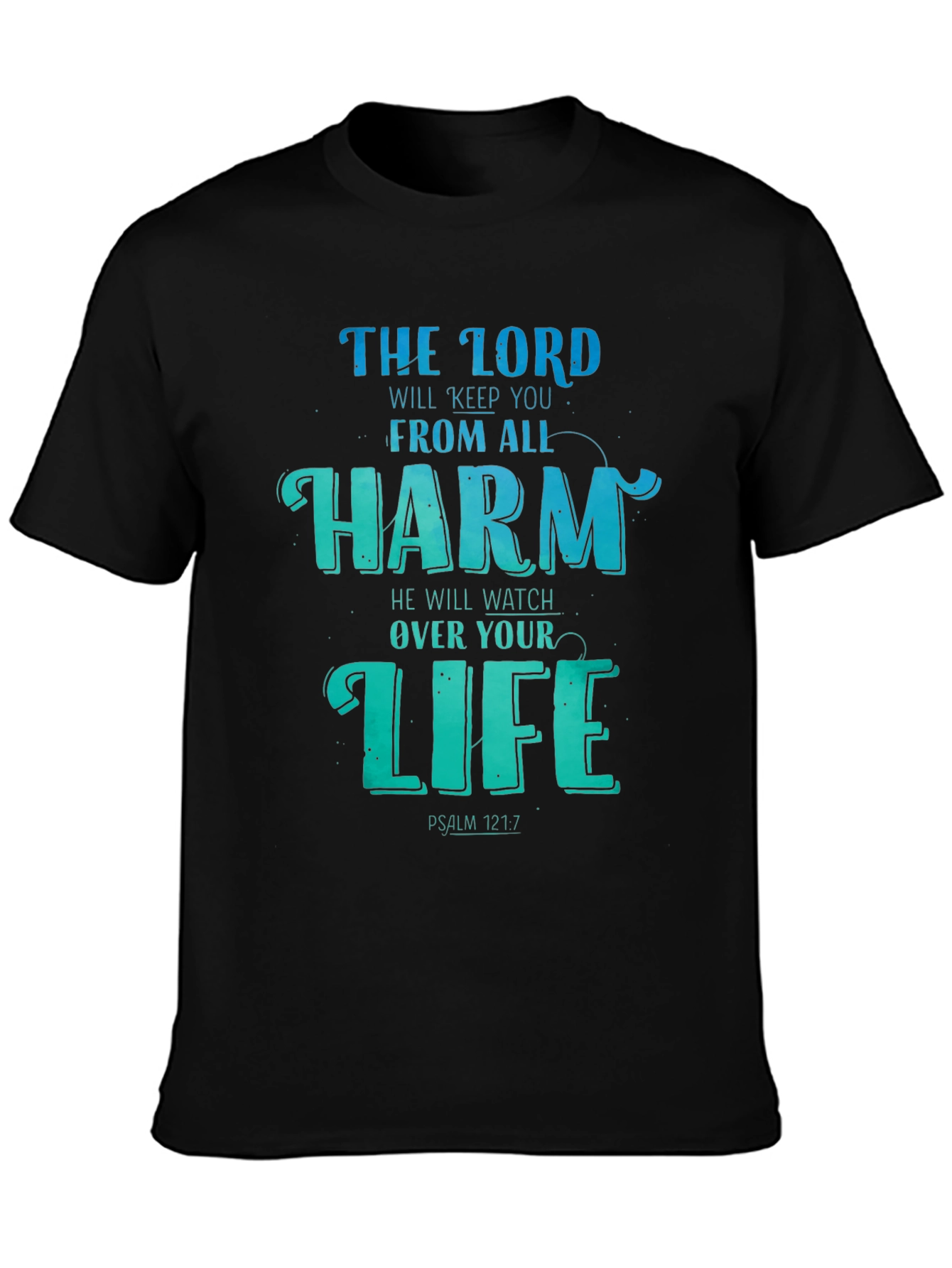 Black Faith-Based T-Shirt - Psalm 121:7 Graphic Tee view 3
