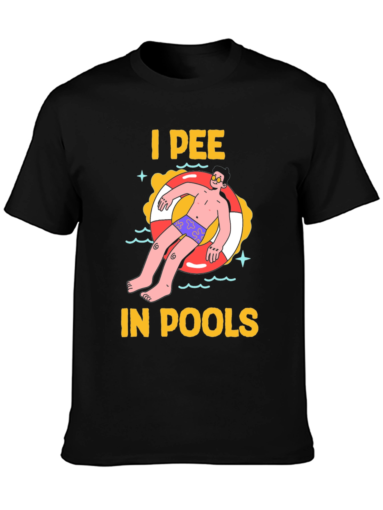 Black I Pee in Pools Graphic Tee view 3