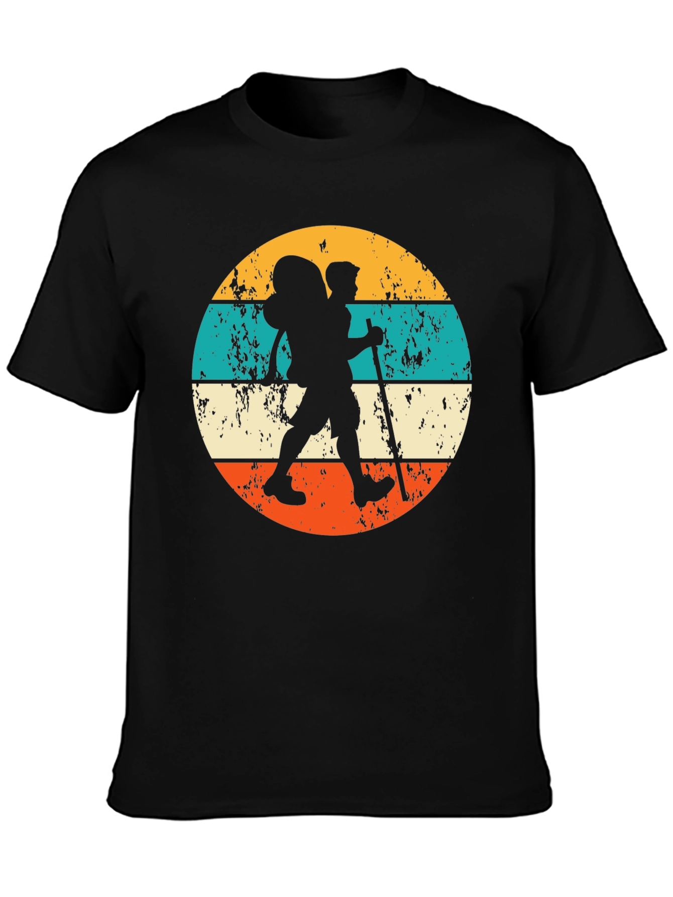 Black Hiking Retro T-Shirt - Vintage Outdoor Adventure Tee view 3
