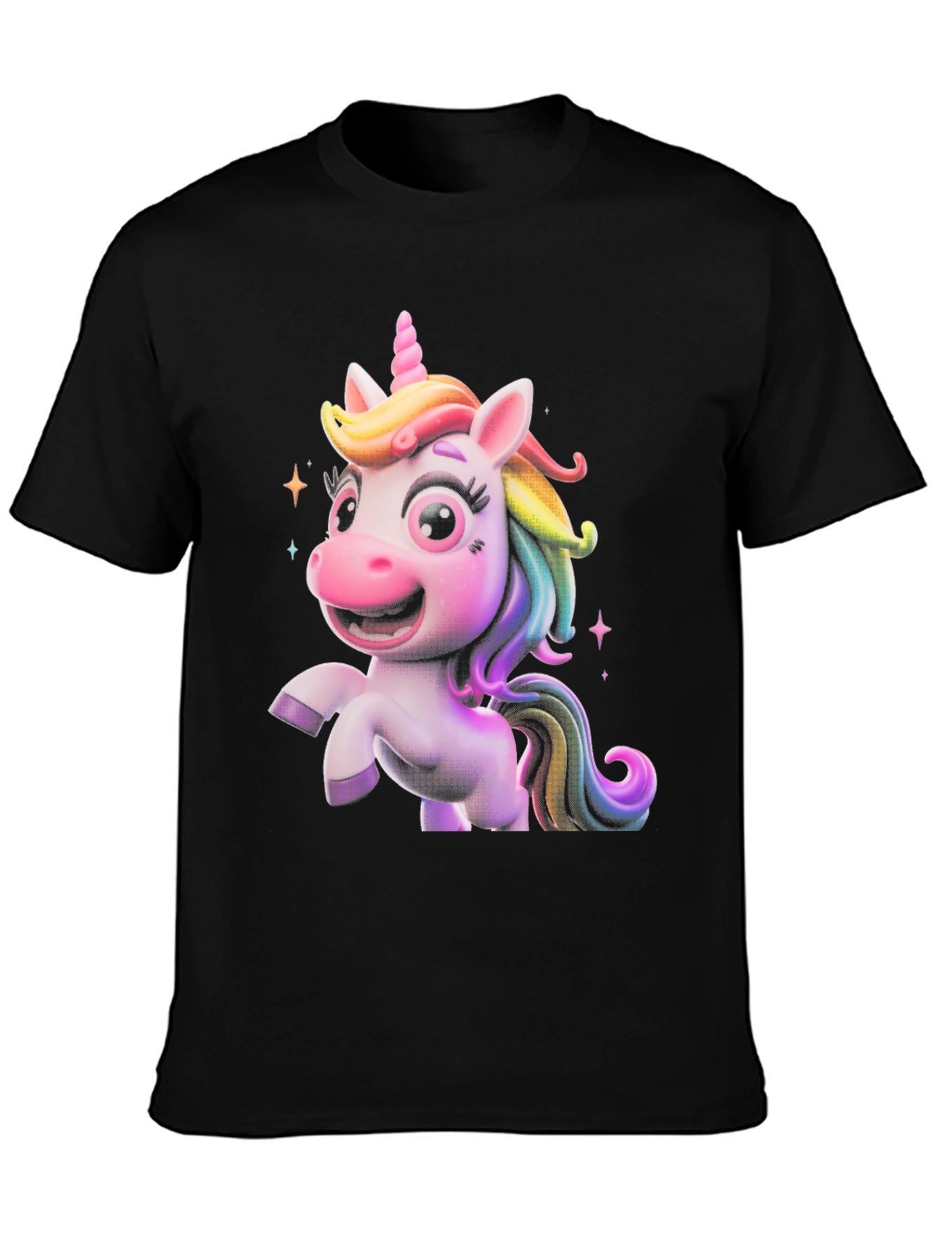 Black Cute Unicorn Graphic Tee - Black T-Shirt view 3