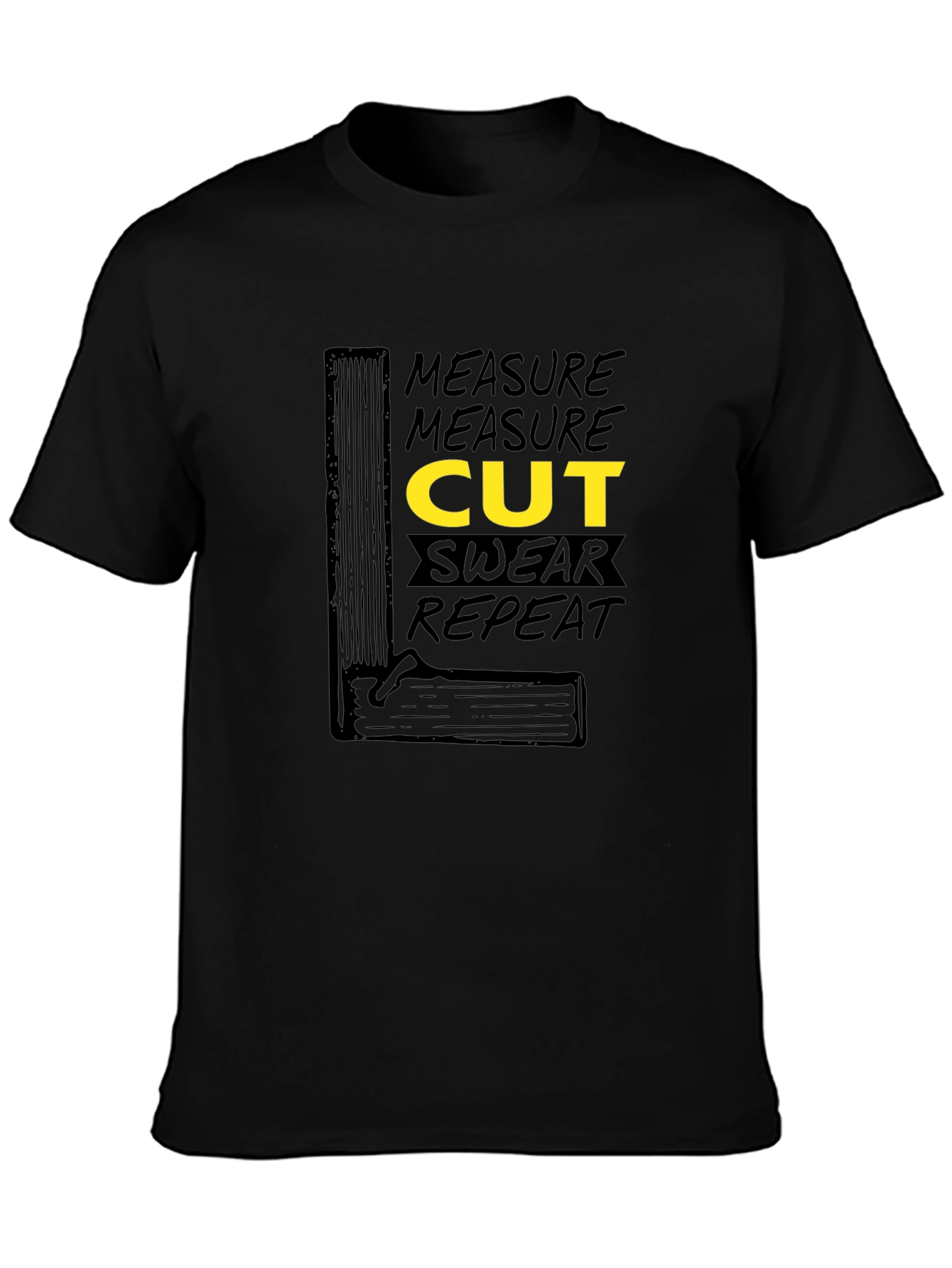 Black Measure Cut Swear Repeat Graphic T-Shirt view 3