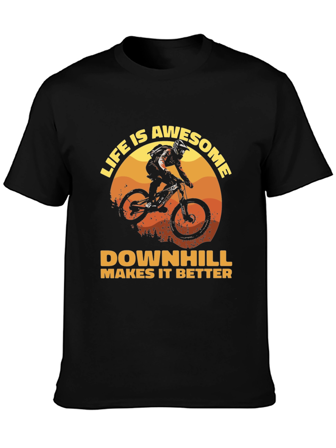 Black Life is Awesome Downhill Bike Graphic T-Shirt view 3