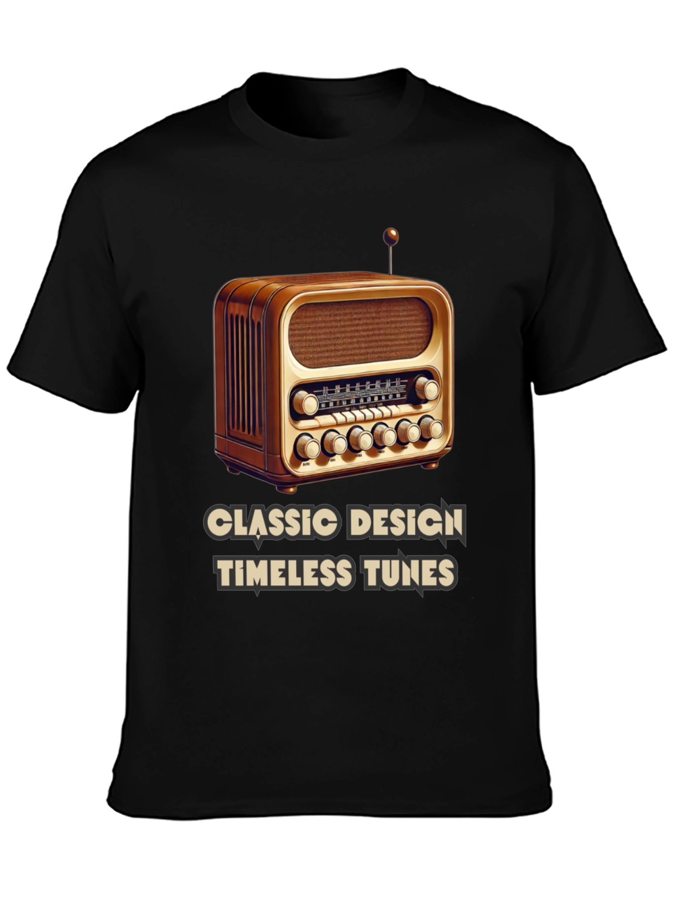 Black Classic Radio T-Shirt - Timeless Tunes view 3