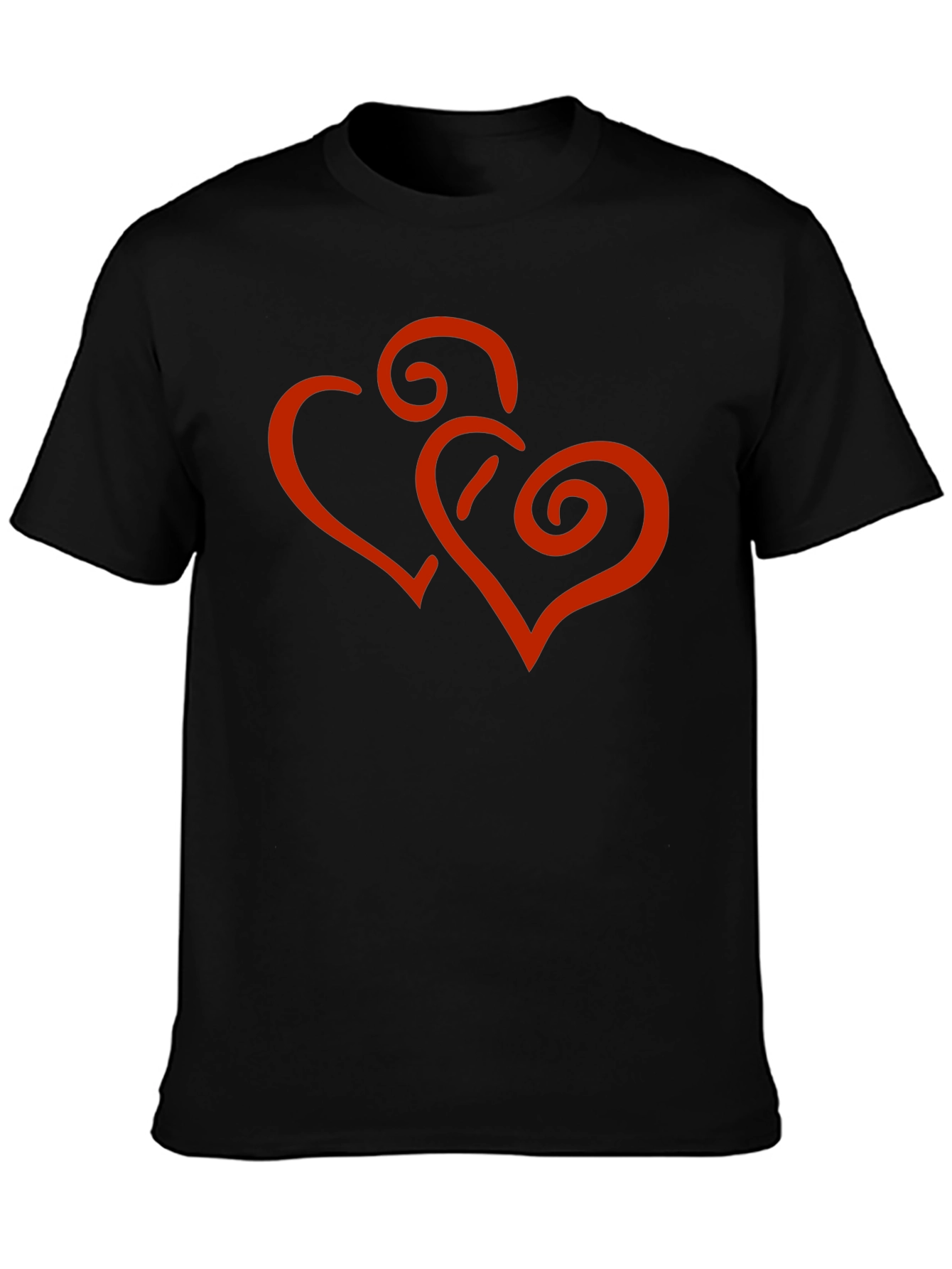 Black Stylish Black Tee with Red Heart Design view 3