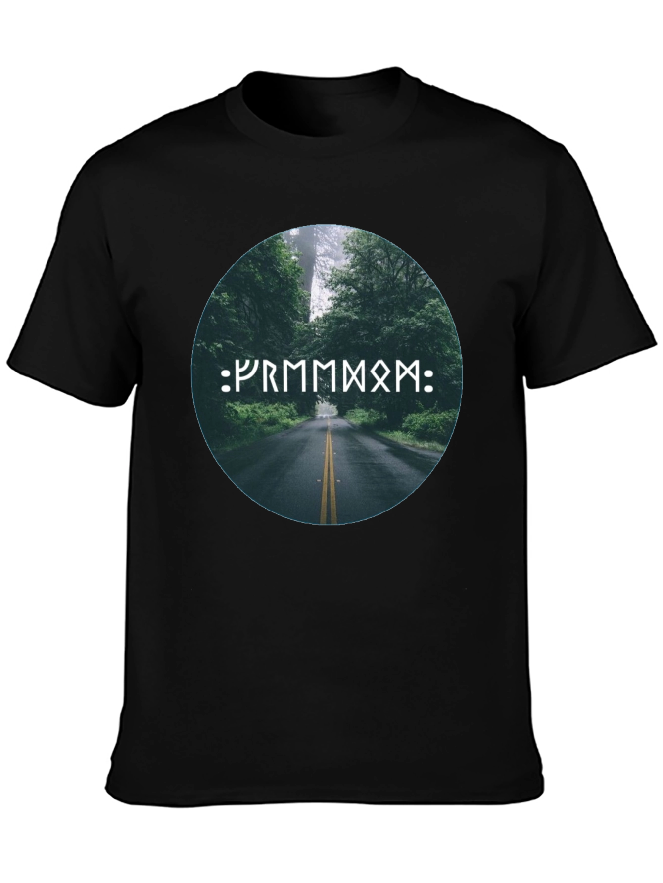 Black Nature Road Rune Black T-Shirt view 3