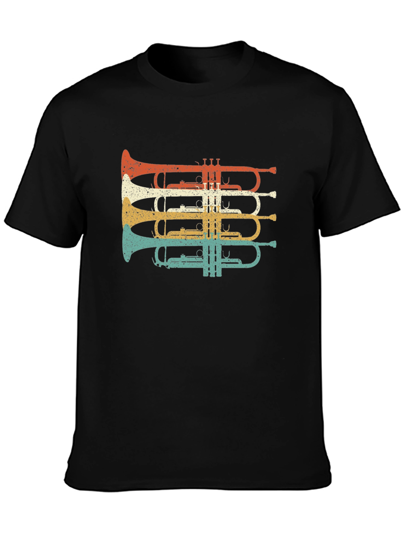 Black Retro Trumpet T-Shirt - Musical Instrument Tee view 3