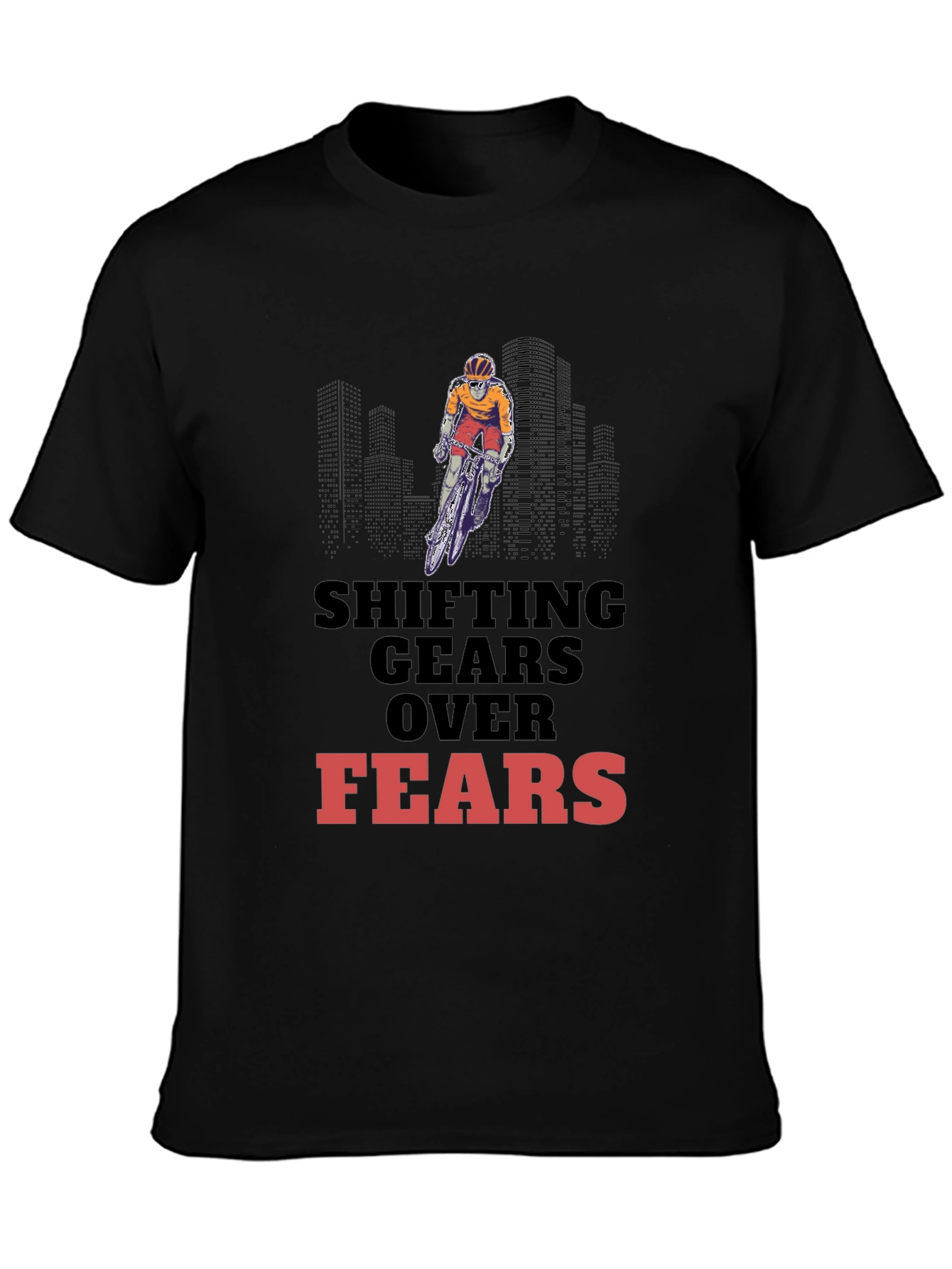 Black Shifting Gears Over Fears Graphic Tee - Sporty Black T-Shirt view 3