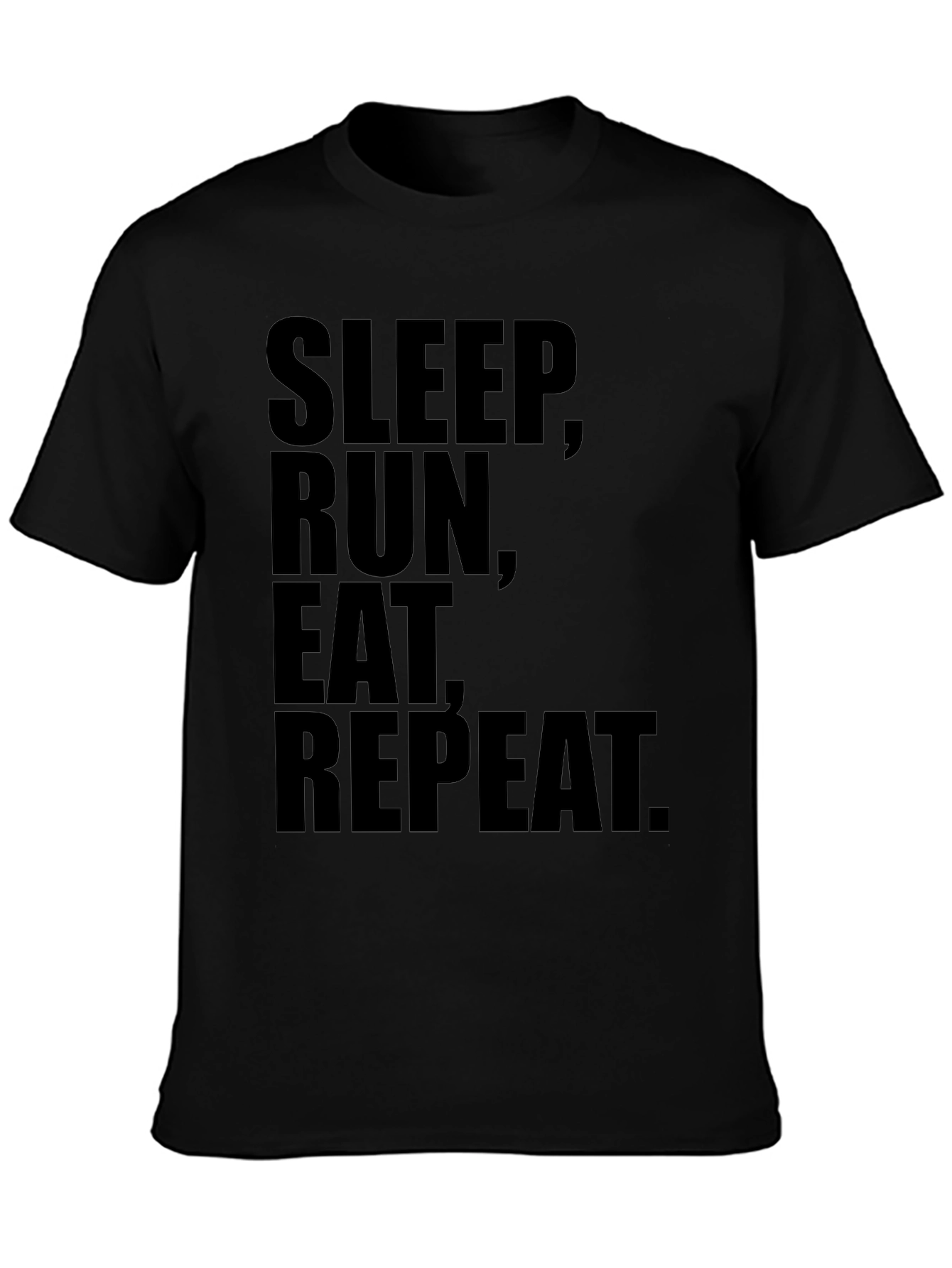 Black Sleep Run Eat Repeat Black T-Shirt - Fitness Lifestyle view 3