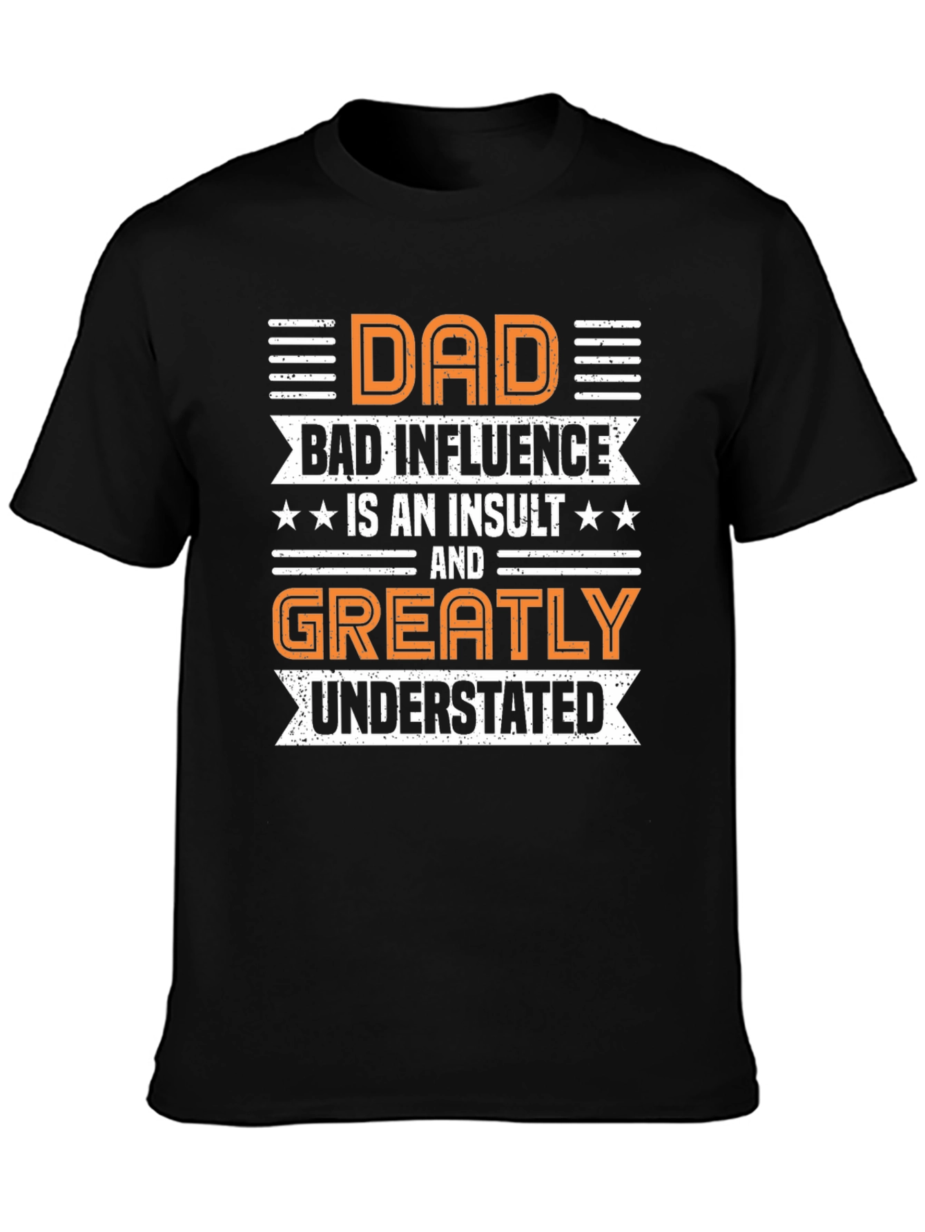 Black Dad Bad Influence Funny T-Shirt view 3
