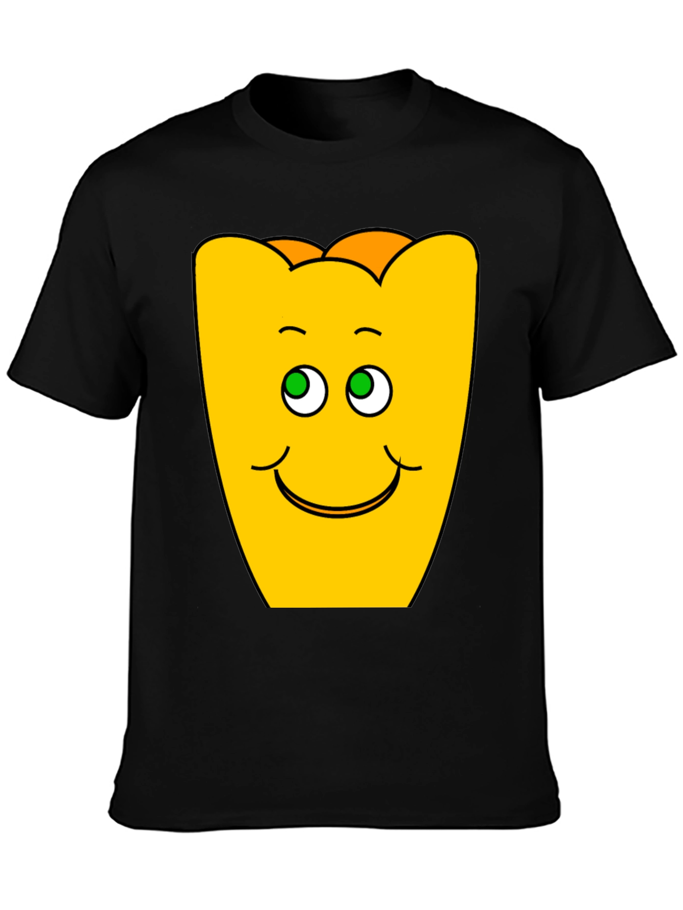 Black Funny Smiling Yellow Character Black T-Shirt view 3