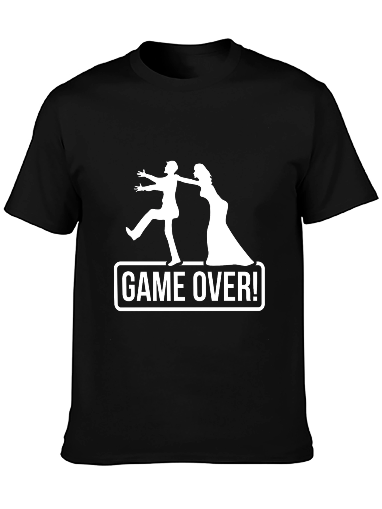 Black Funny Game Over Wedding Groom T-Shirt view 3