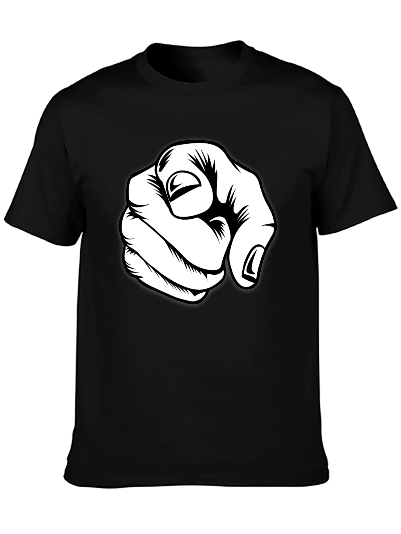 Black Pointing Finger Graphic Tee - Black Cotton Blend view 3