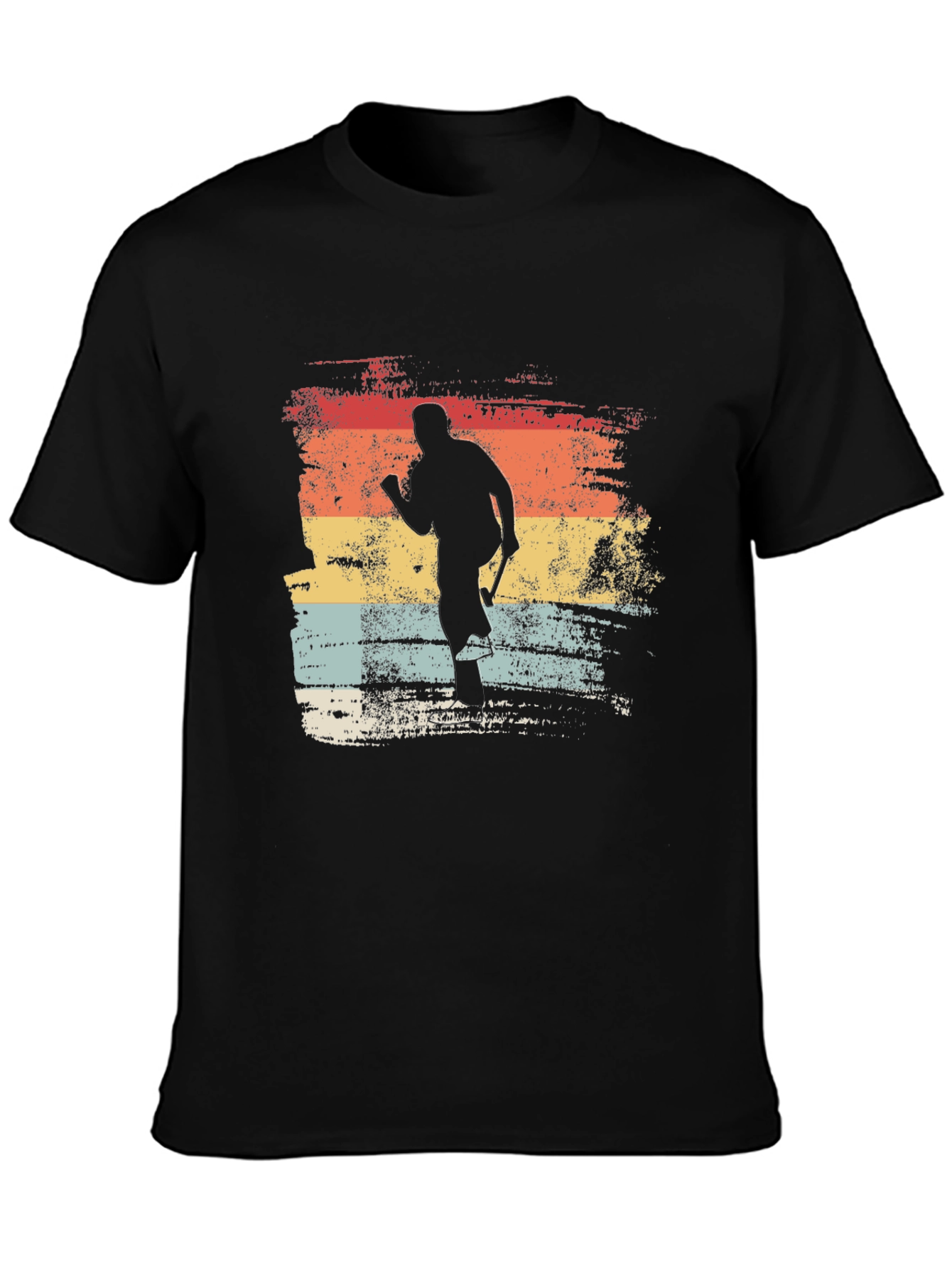 Black Vintage Hockey Player Graphic Tee - Retro Style view 3
