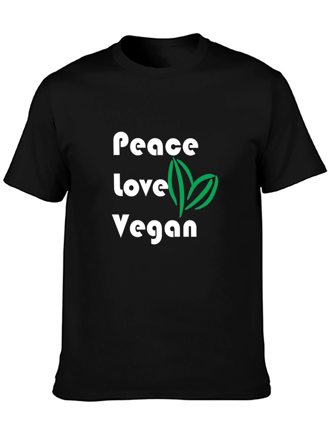 Black Peace Love Vegan Graphic T-Shirt - Black view 3