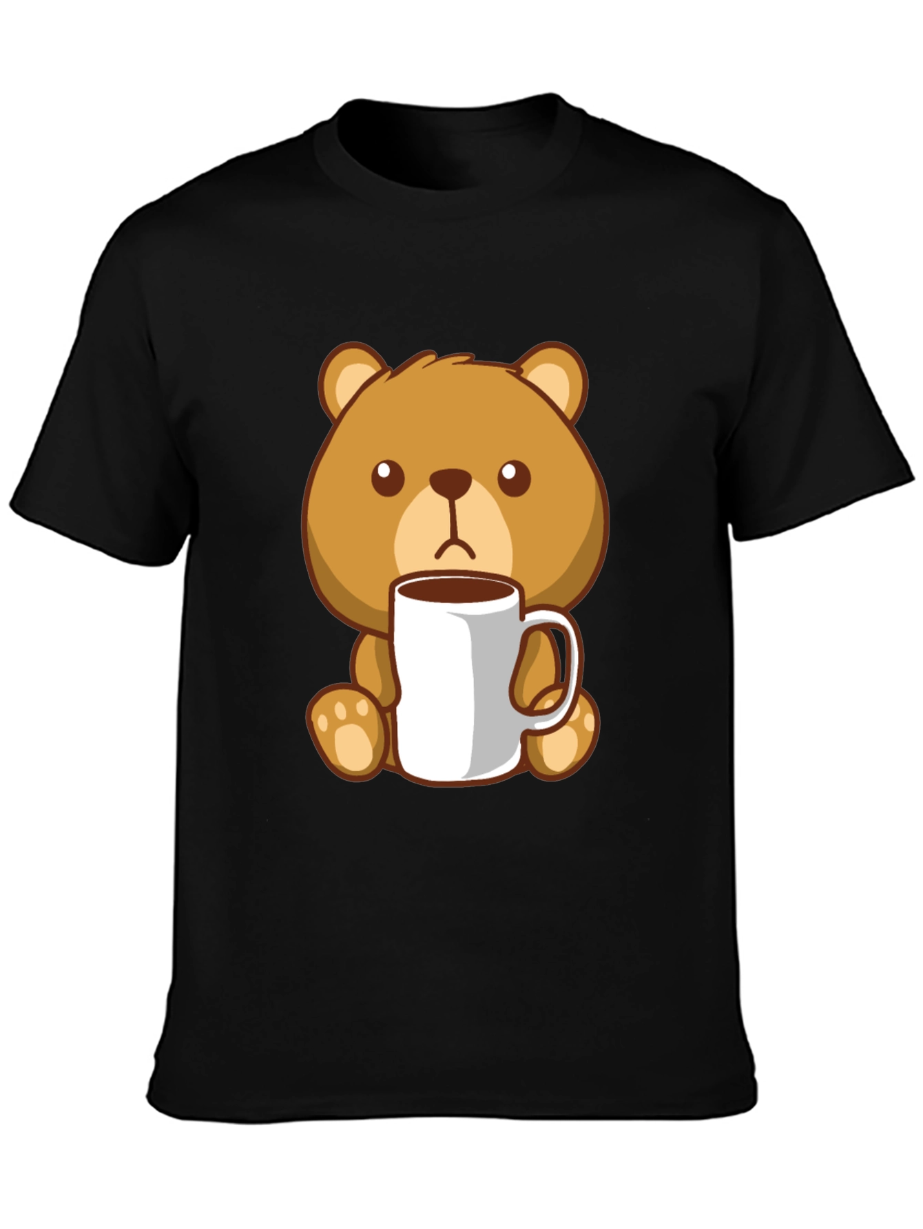 Black Cute Bear Coffee Lover Black T-Shirt view 3