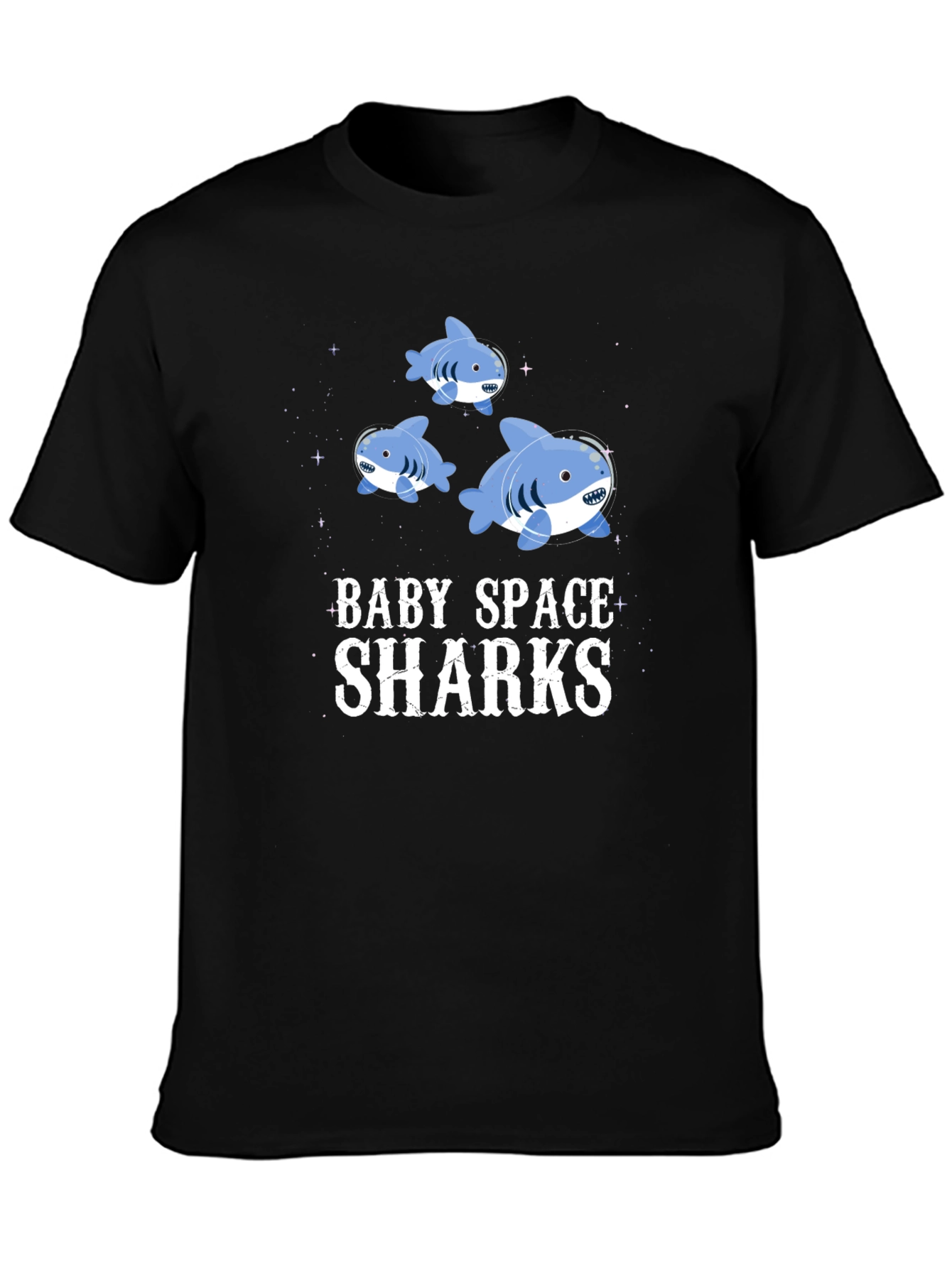 Black Baby Space Sharks Graphic T-Shirt view 3