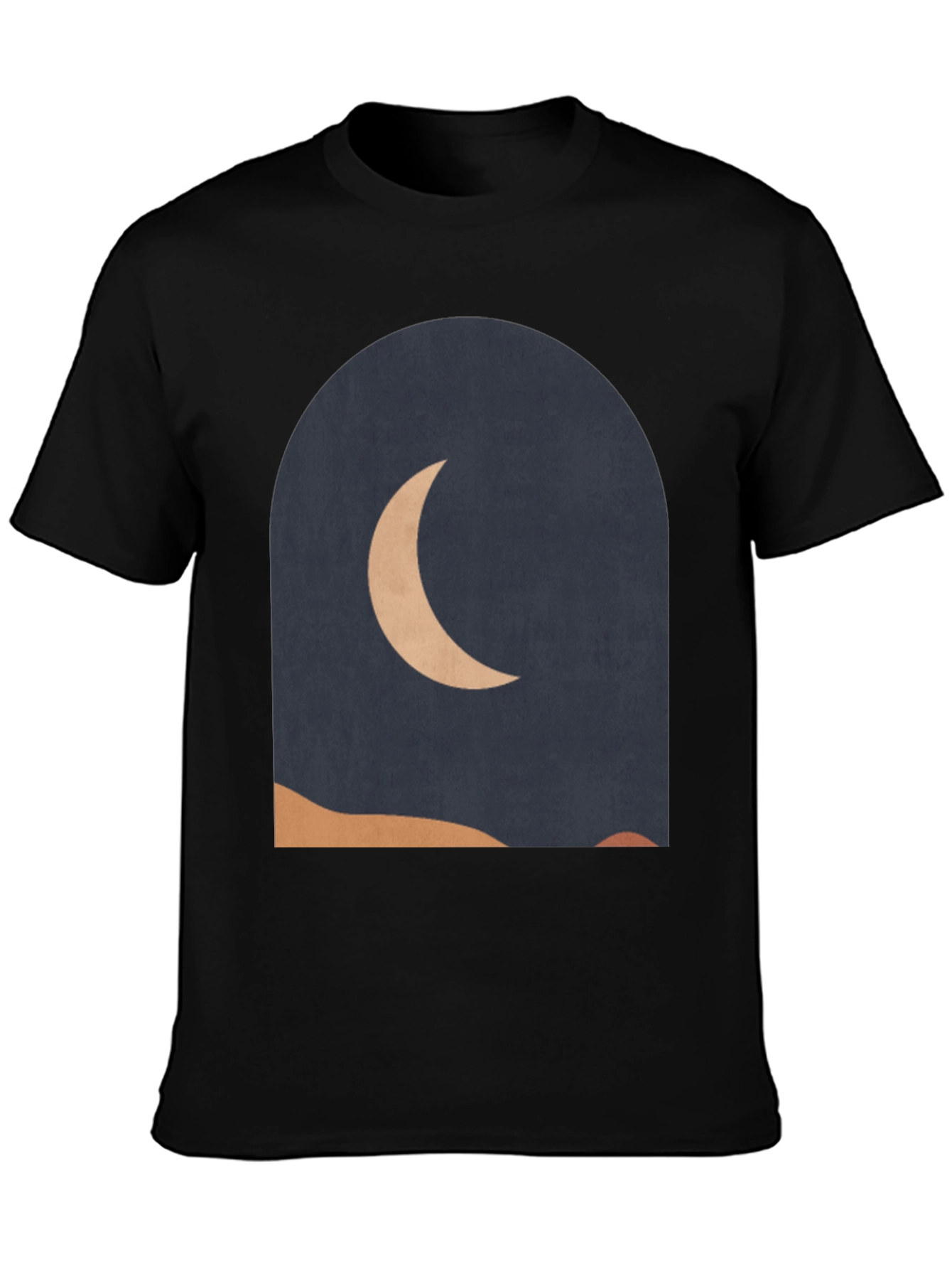 Black Modern Crescent Moon Graphic Tee view 3