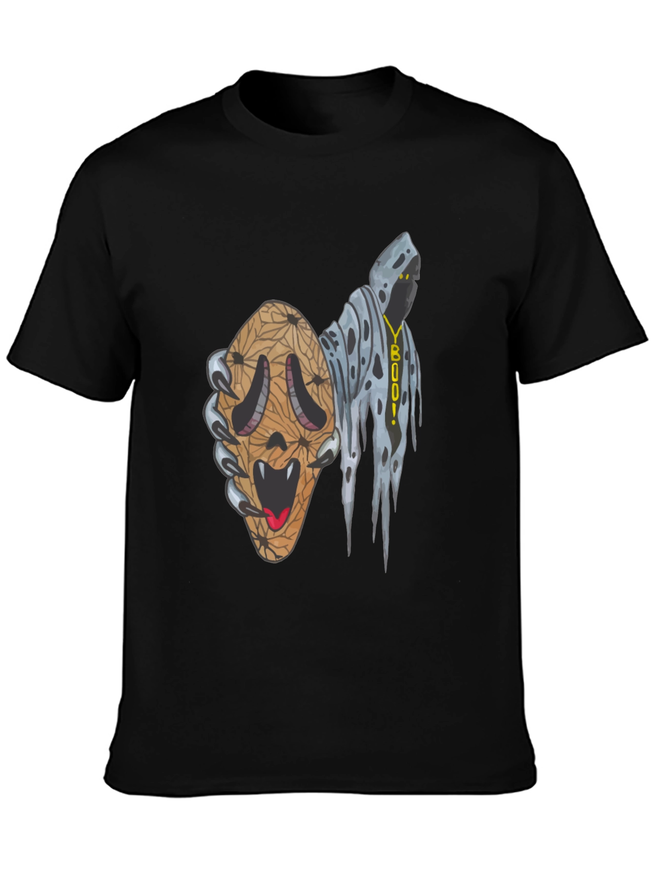 Black Spooky Season Graphic Tee -  Ghost & Scream Mashup! view 3