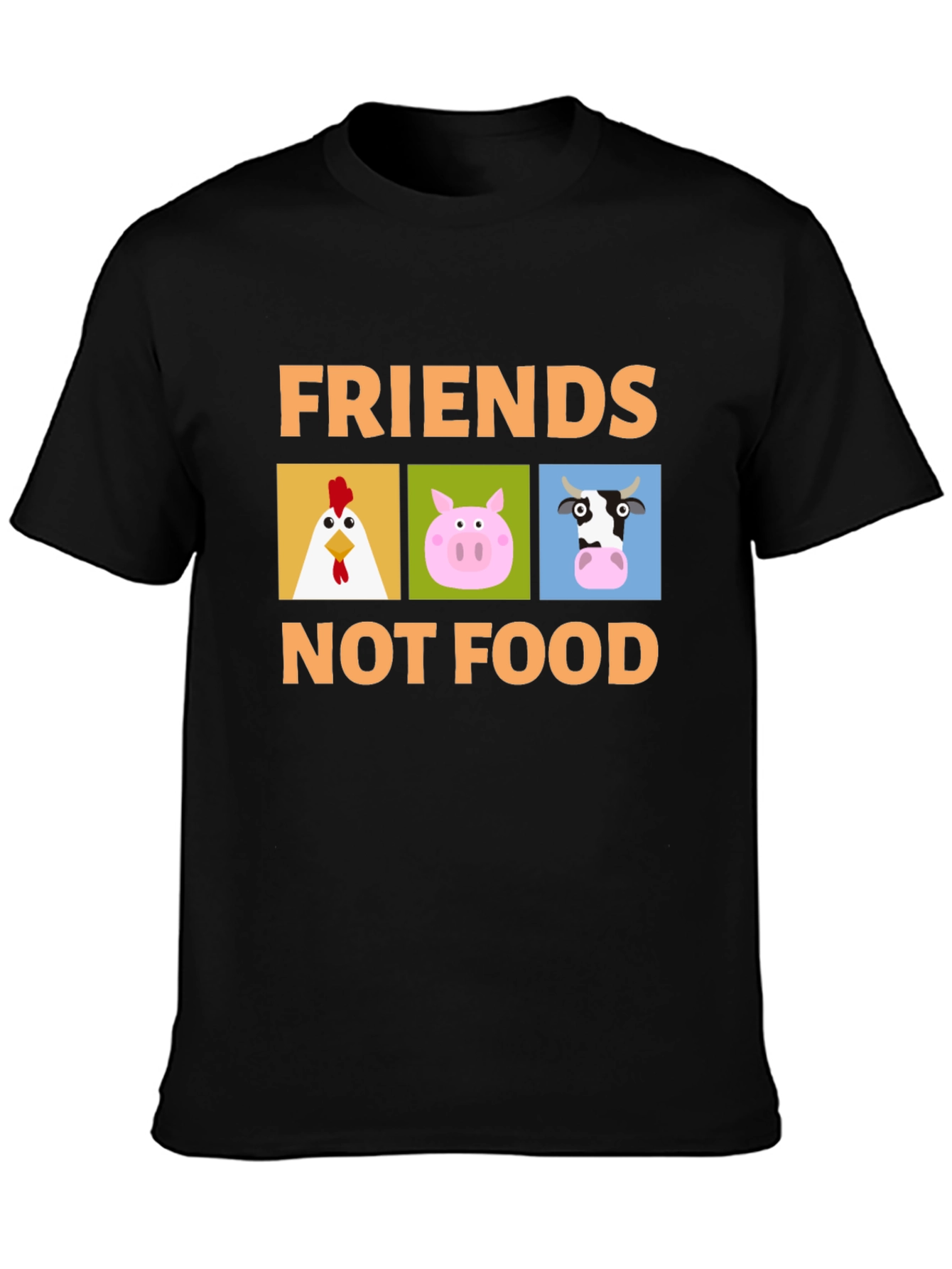 Black Friends Not Food T-Shirt Vegan Animal Lover Tee view 3