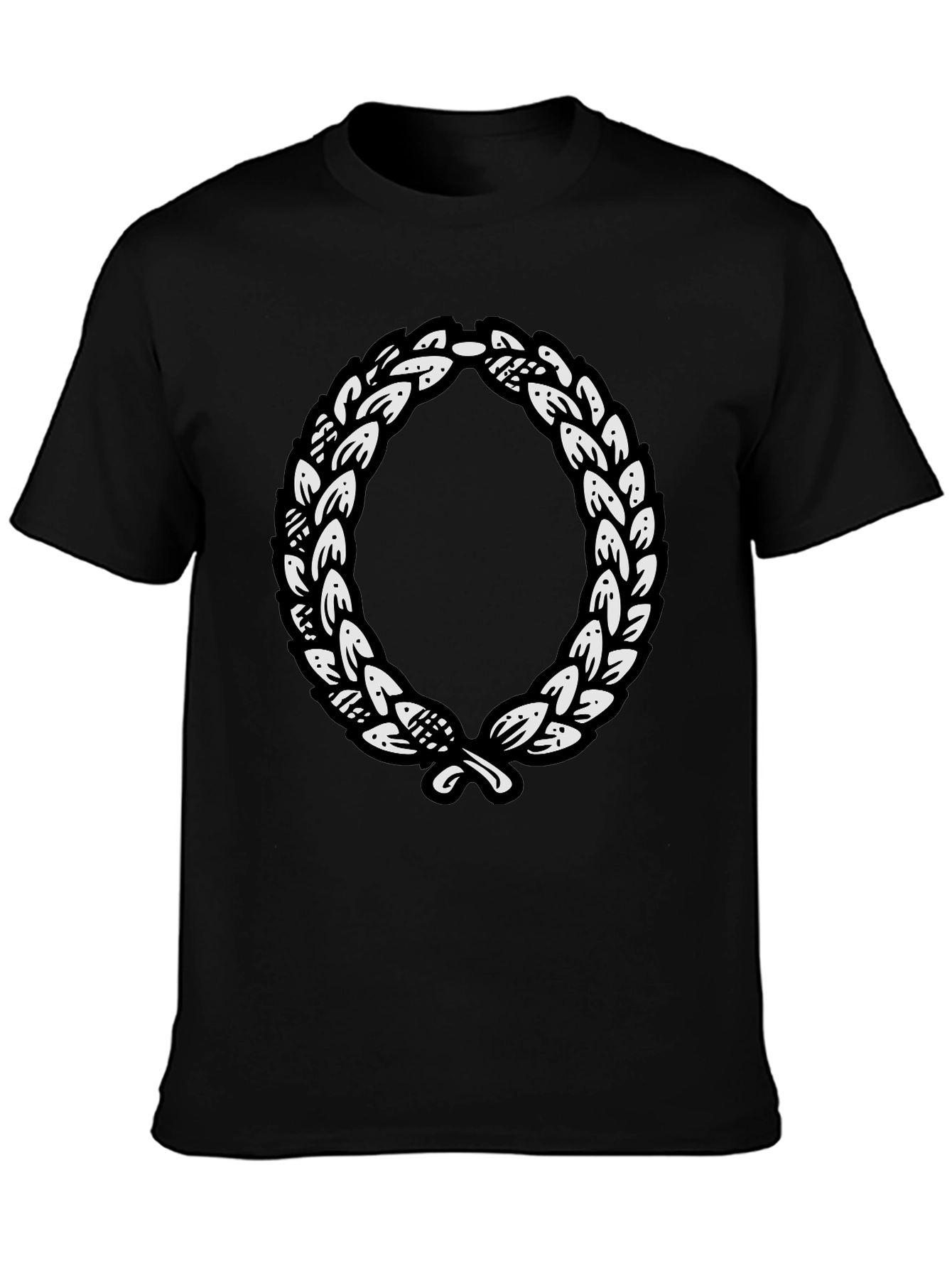 Black Black T-Shirt with Laurel Wreath Graphic view 3