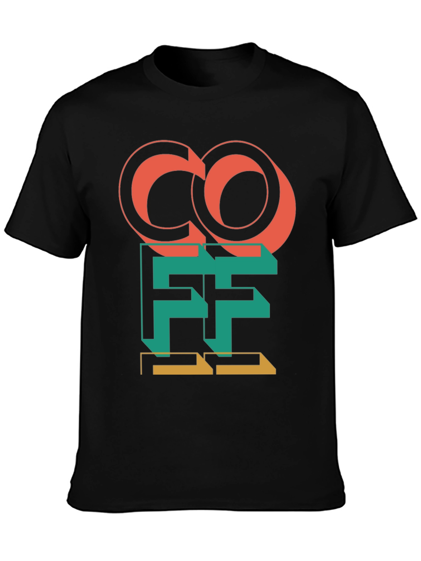 Black Retro Coffee Graphic Tee - Black Cotton Blend view 3