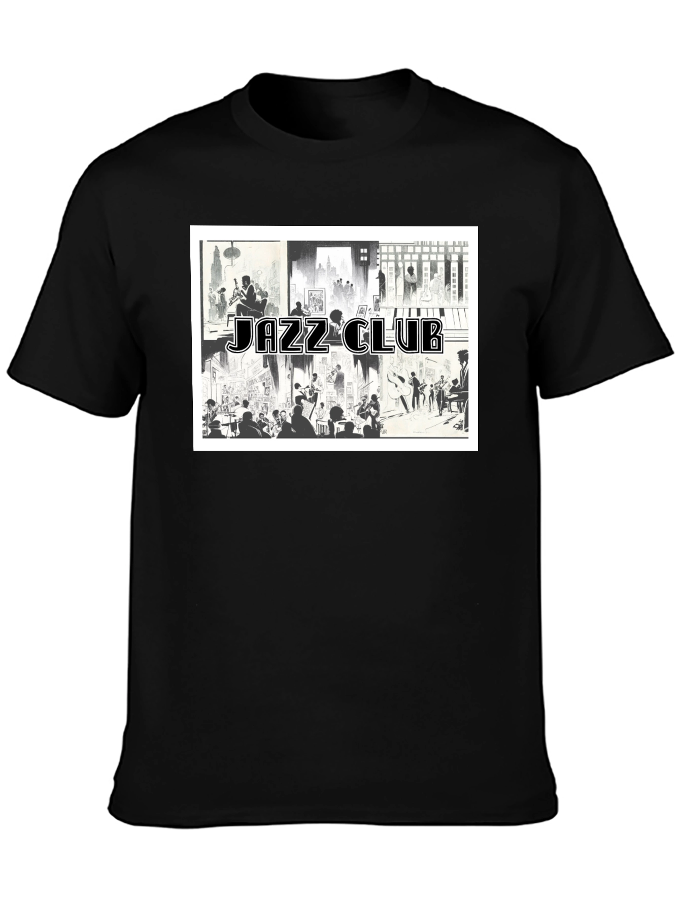 Black Jazz Club Graphic Tee - Black Cotton Blend view 3