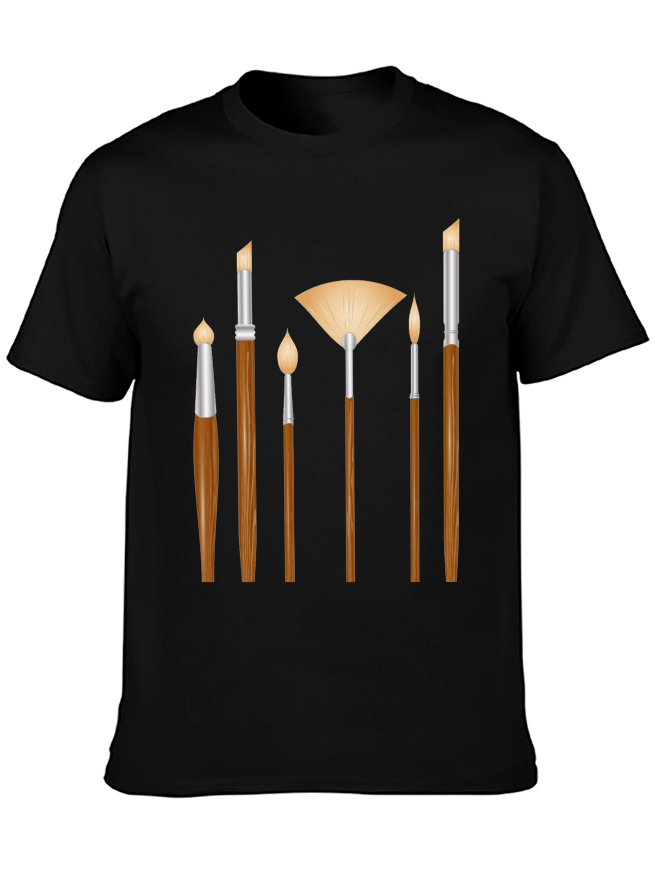 Black Artist Paint Brush Graphic Tee - Black Unisex T-Shirt view 3