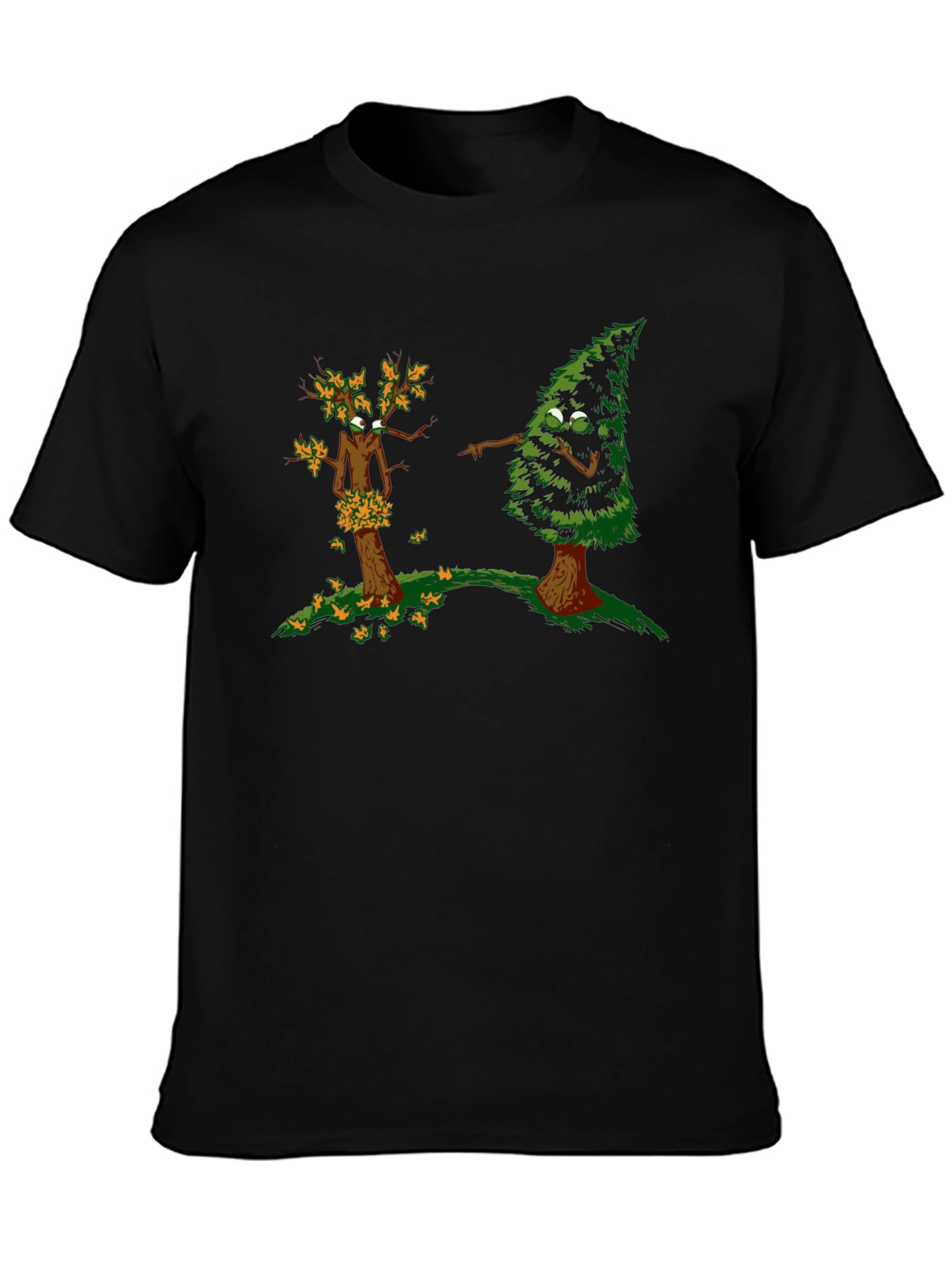 Funny Tree Cartoon Black T-Shirt - 3