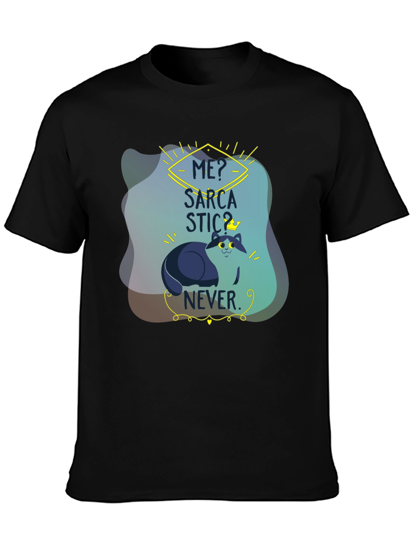 Black Sarcastic Cat T-Shirt: Funny Graphic Tee for Cat Lovers view 3