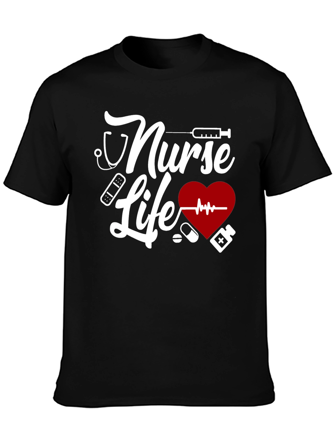 Black Nurse Life Graphic T-Shirt - Black view 3