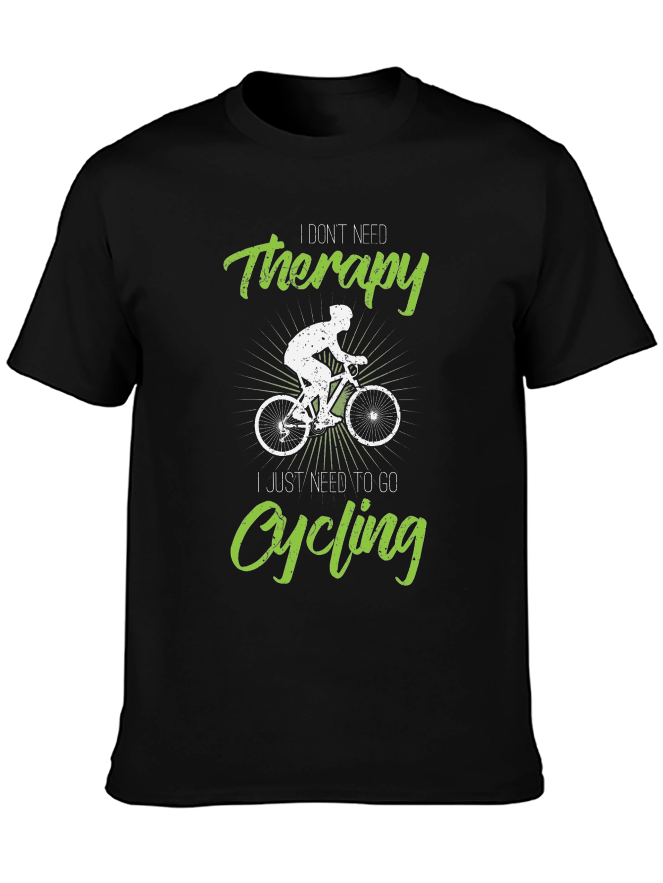 Black Cycling Therapy T-Shirt - Funny Biker Tee view 3
